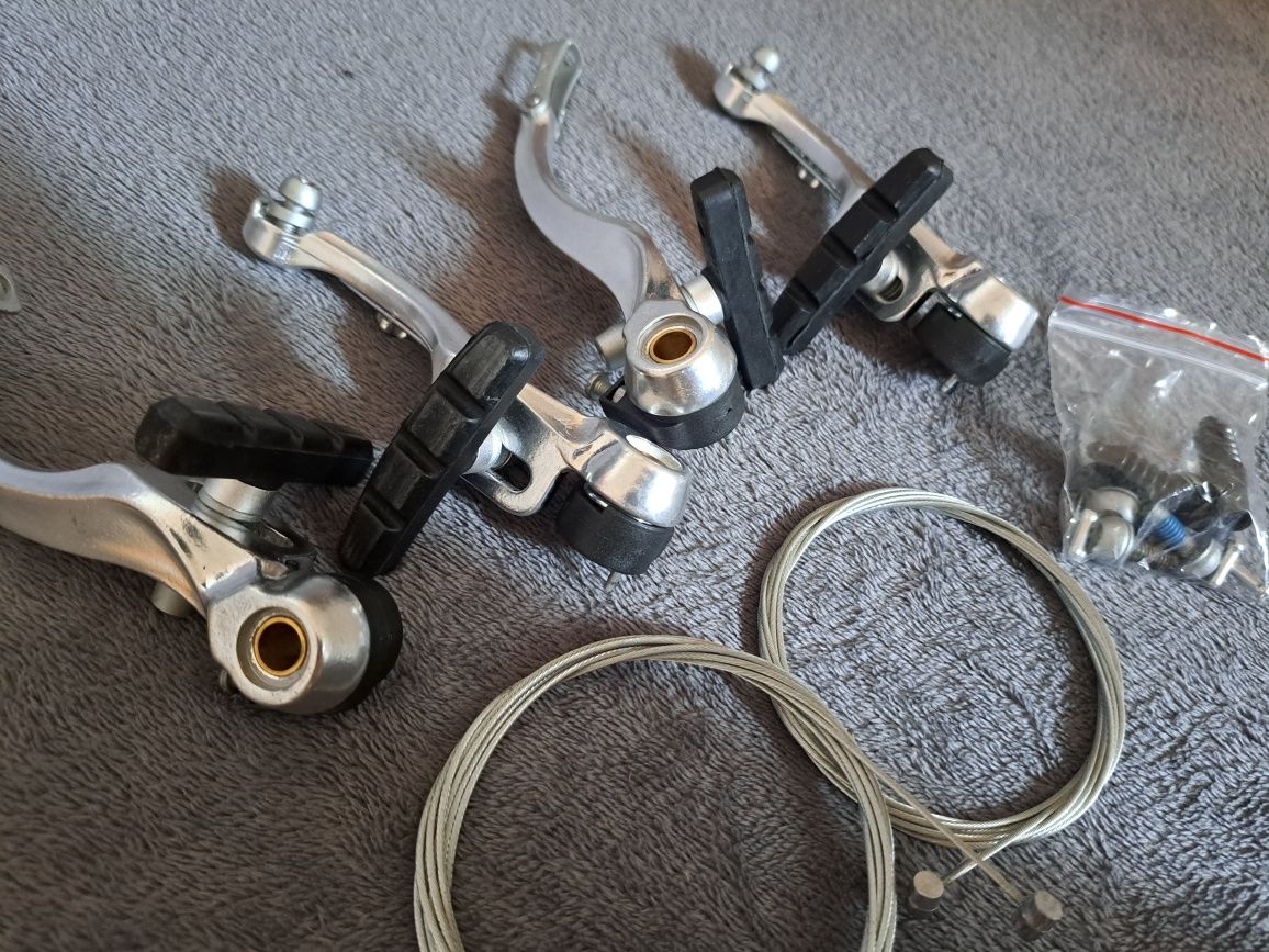 NOWE Hamulce aluminiowe V-Brake srebrne + linki hamulca 2030mm komplet