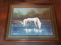 Quadro em Madeira 35x65cm - Cavalo Branco