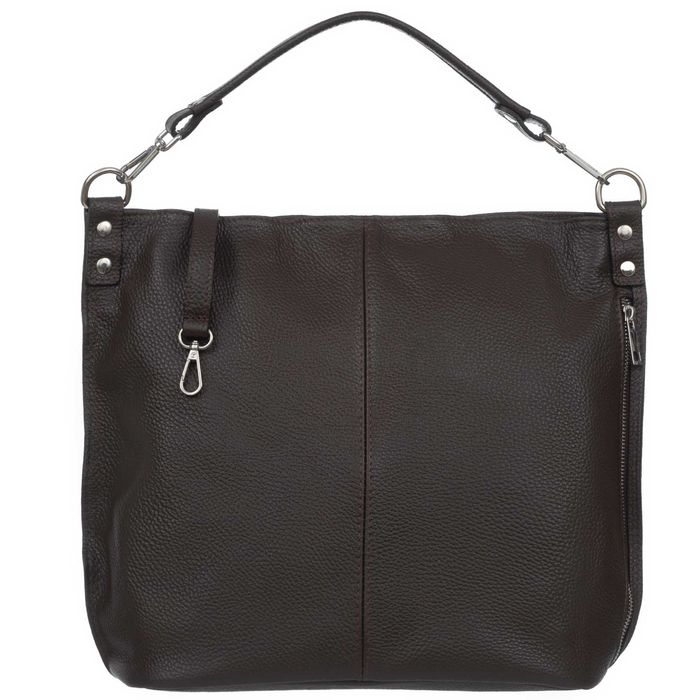 VERA PELLE torebka skórzana worek z paskiem na ramię V388 c.brązowa