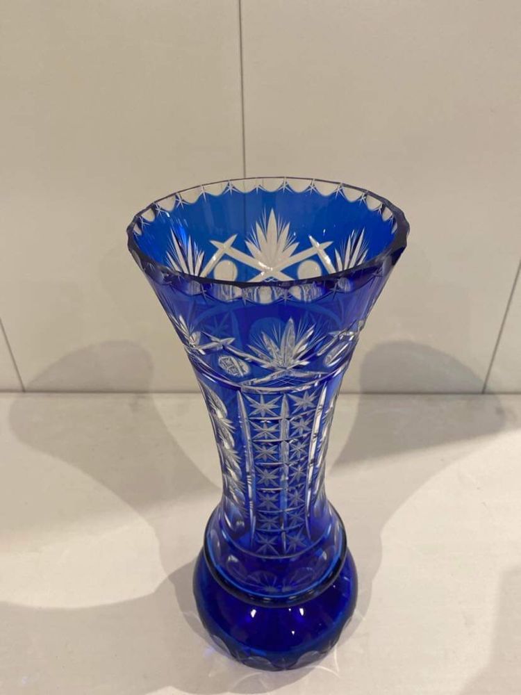 Duży wazon kryształowy kryształ kobalt niebieski