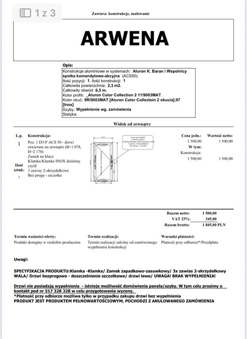 Drzwi aluminiowe Okna