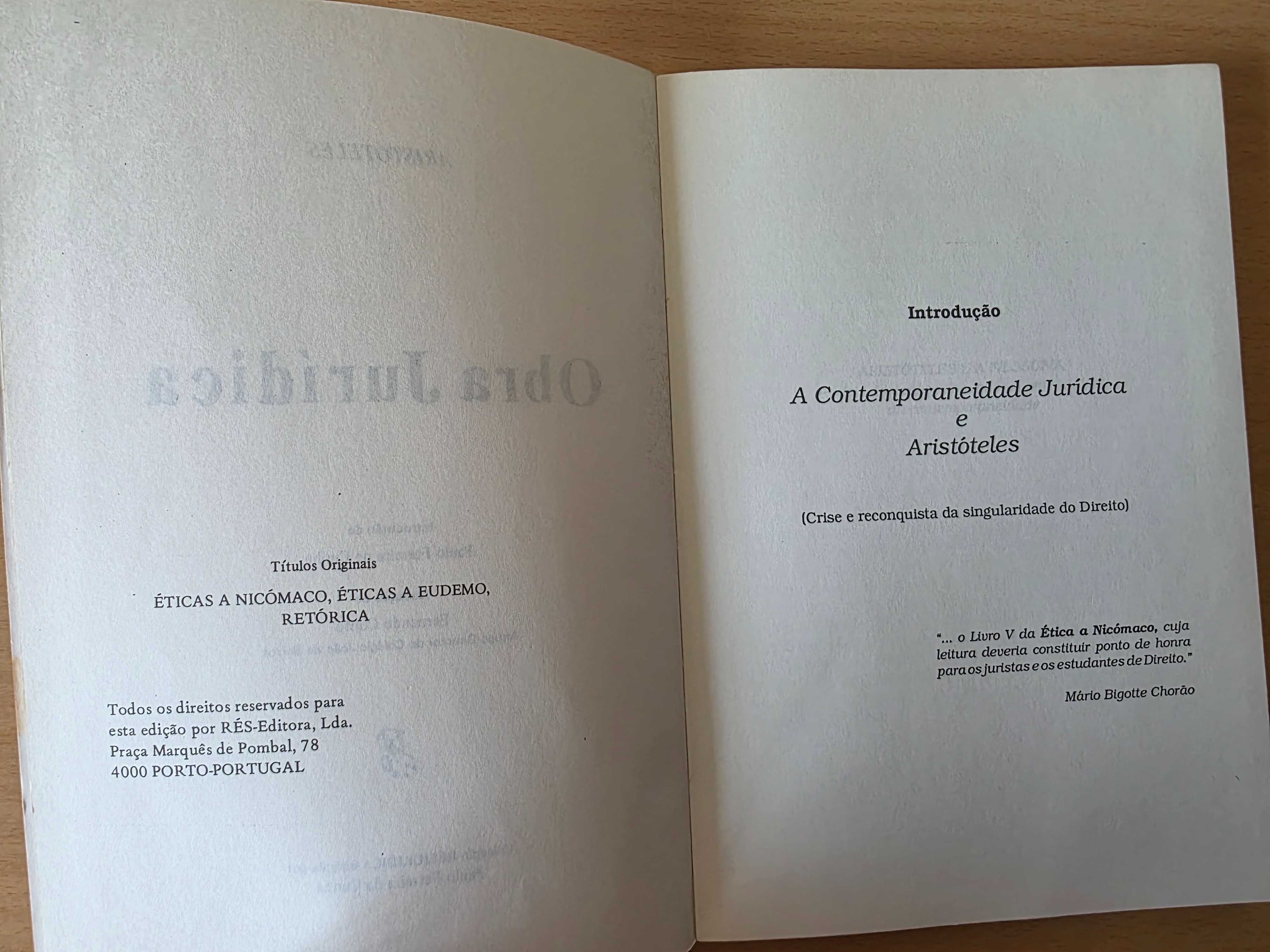 Livro "Obra Jurídica" de Aristóteles