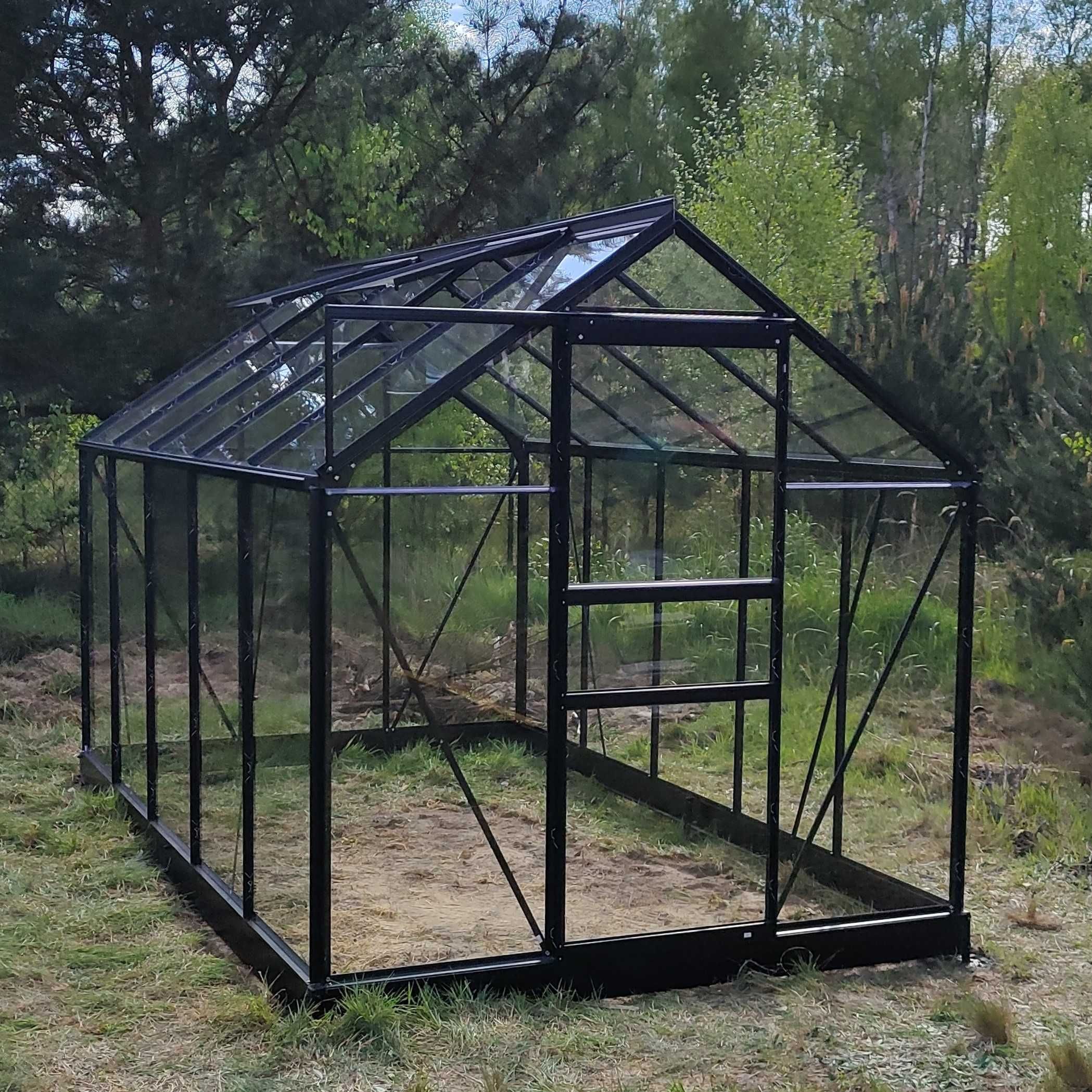 szklarnia ogrodowa czarna 6,3m² szklana