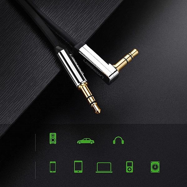 Ugreen płaski kabel przewód audio AUX 3,5 mm mini jack 3m srebrny (107