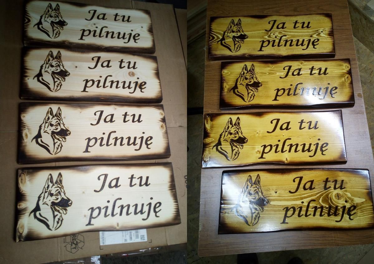Tablica uwaga pies grawer na desce tabliczka na budę ozdobna