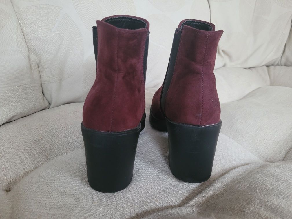 Botki traperki New Look Lasocki bordowe 38