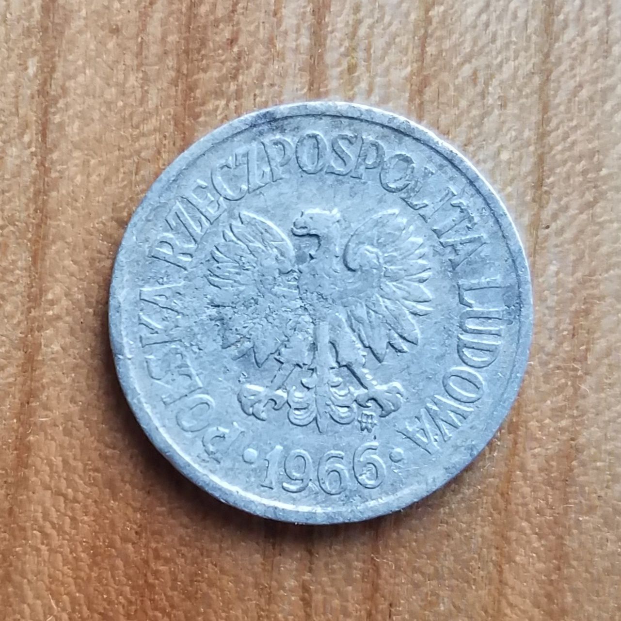 Moneta PRL 10 groszy 1966 destrukt odwrotka 200°