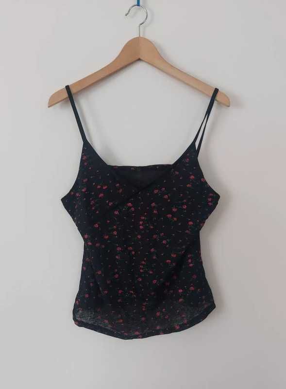 RED ROSE Vintage top z siateczki XL