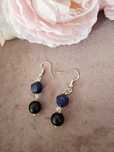 Kolczyki handmade srebro z naturalnych kamieni onyks lapis lazuli