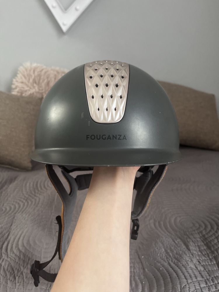 Kask jeździecki fouganza 520 szaro-brązowy S/54