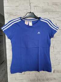 Niebieska koszulka t-shirt Adidas M/38 Bawełna