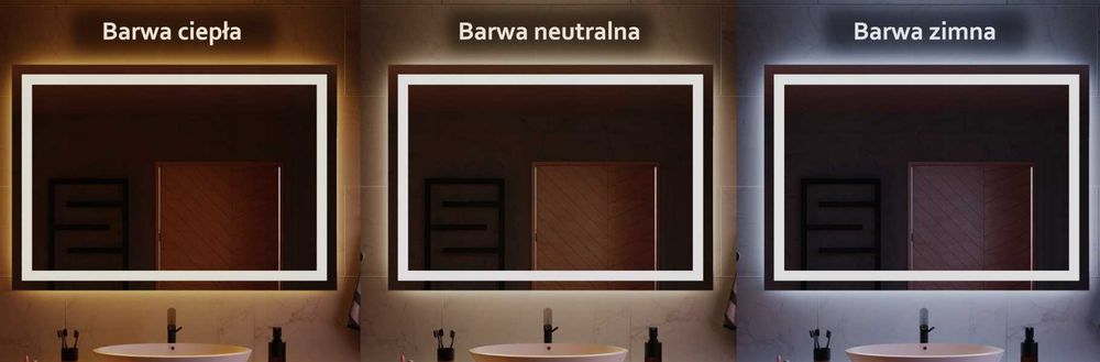 LUSTRO Podświetlane Led 50x70cm Dotykowe Dekoracyjne Loft - WYPRZEDAŻ