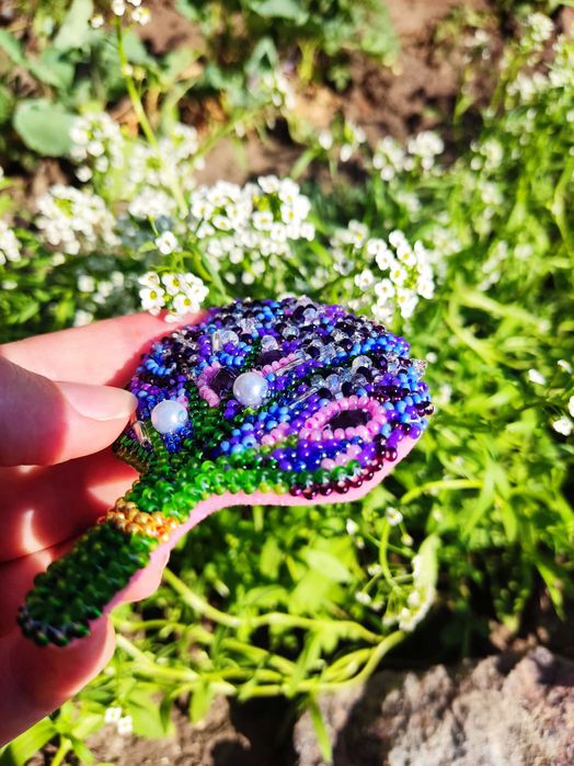 Брошка, прикраса, аксесуар, біжутерія, бісер ЛАВАНДА. Handmade