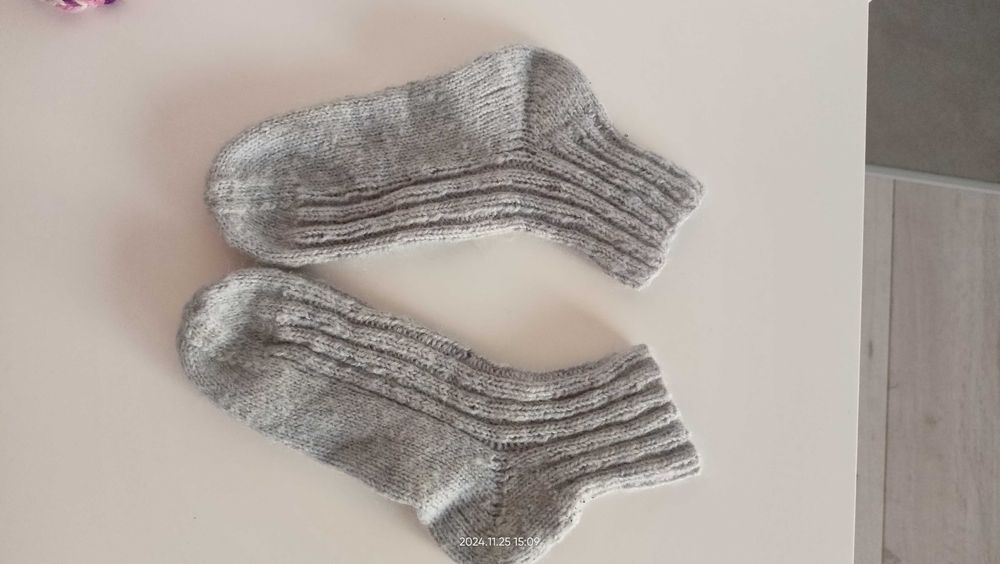 Skarpety wełniane norweskie j.nowe handmade 35-36 niskie-1zł wyprzedaż