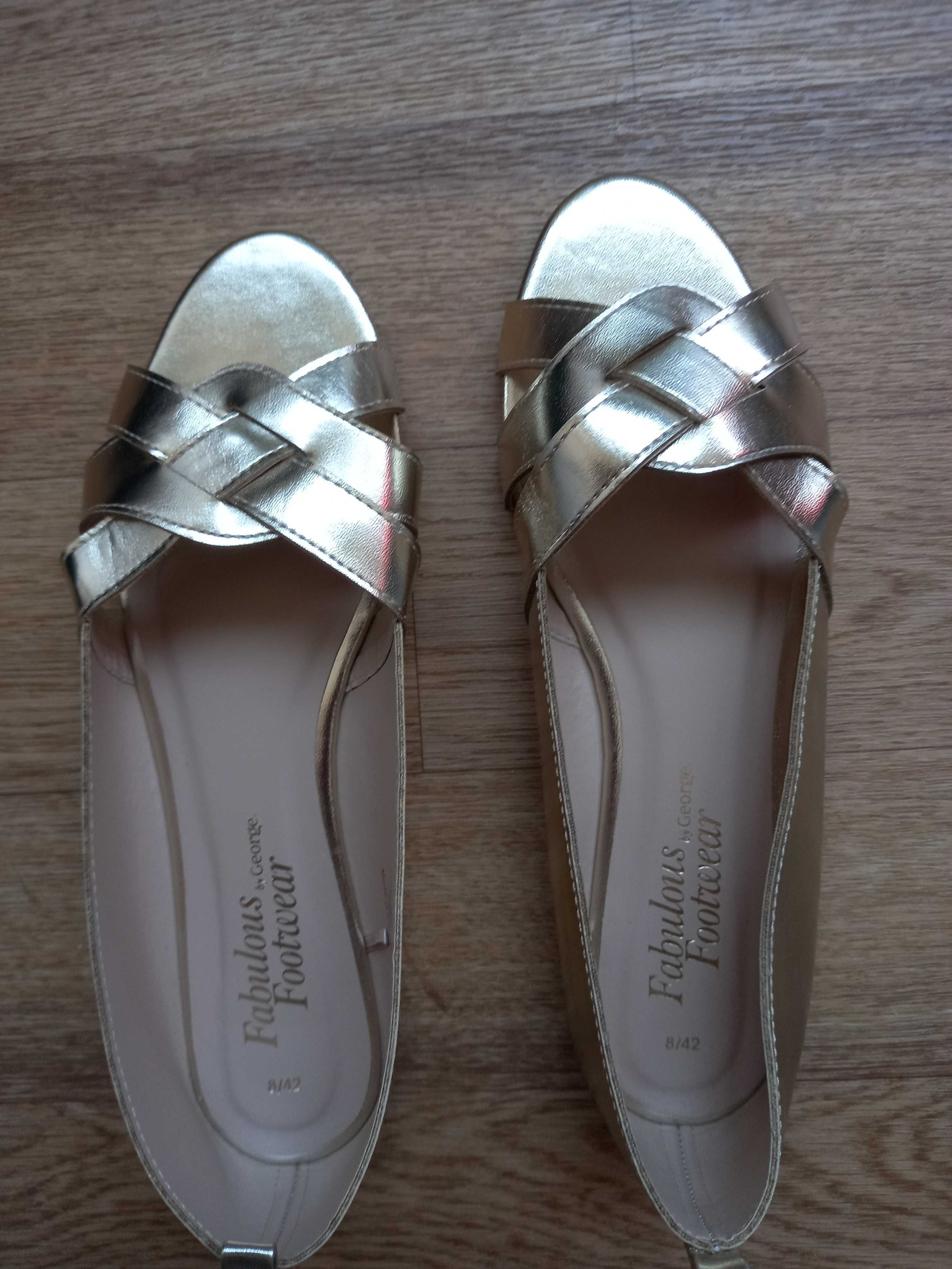 Золотые туфли балетки босоножки сандали 42 28 см