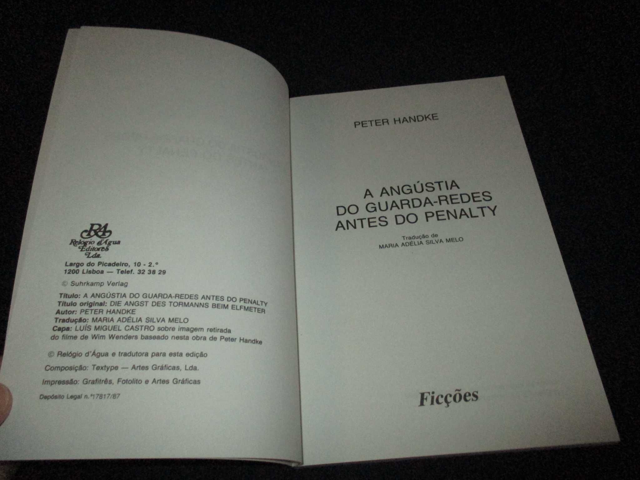 Livro A Angústia do Guarda-Redes antes do Penalty Peter Handke