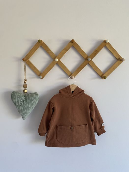 Bluza newbie 68 ruda brązowa guzik z kapturem