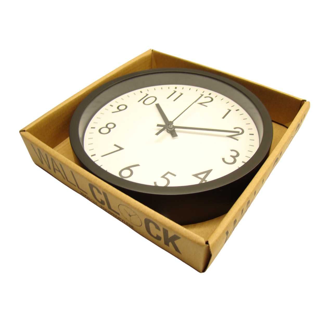 Tykający ścienny zegar na ścianę czarnobiały wall clock gratis bateria