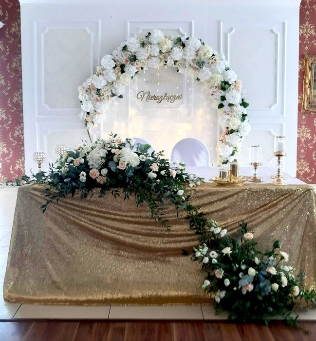 Ścianka weselna na chrzest roczek komunie ścianki ślubne balonowe koło