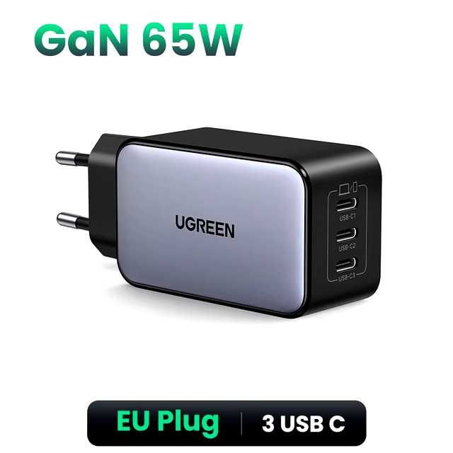 Зарядний пристрій 65W UGREEN Nexode GaN X556 - Блок живлення 3x Type-C