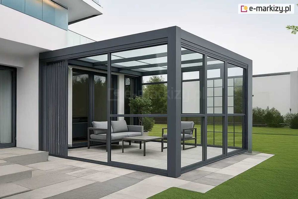Stałe ściany szklane na taras i do pergoli