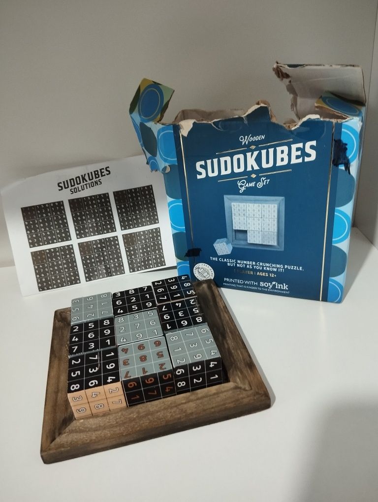 Sudokubes, drewniana gra sudoku, gra logiczna kilka wariantow