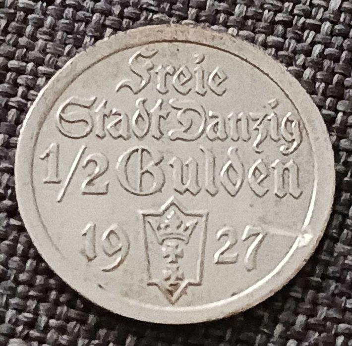 1/2 Guldena Wolne Miasto Gdańsk 1927 r. - rzadkość-około mennicze