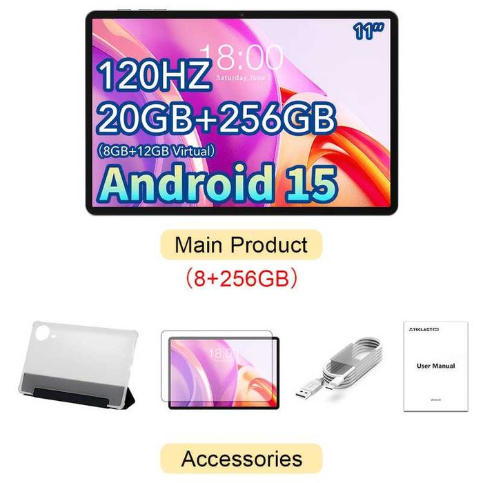 Планшет Teclast T50 Plus 8+12/256Gb, 120 Гц + чохол у комплекті! NEW