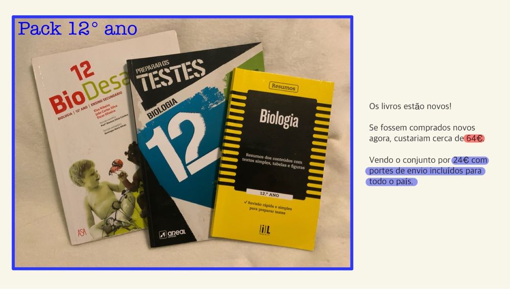 NOVOS COM PORTES INCLUIDOS - Livros Biologia e geologia 10, 11, 12 ano