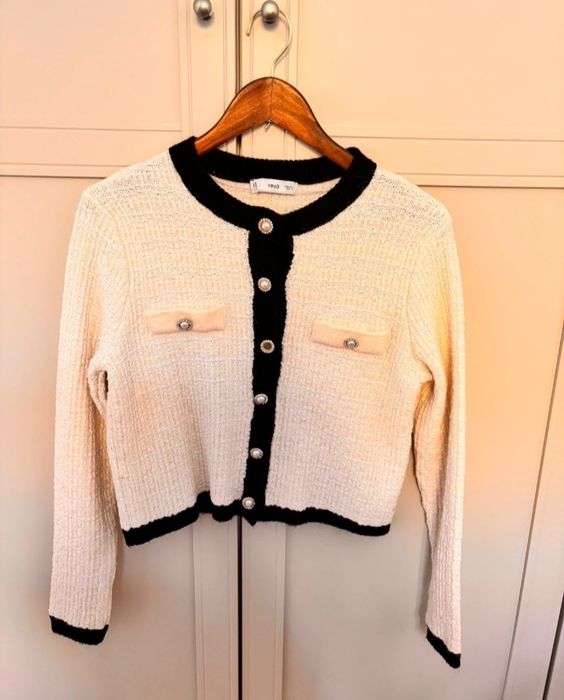 Piękny czarno biały kardigan 36/38