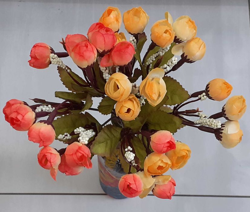 Mini bukiecik sztuczne kwiaty ŻÓŁTY