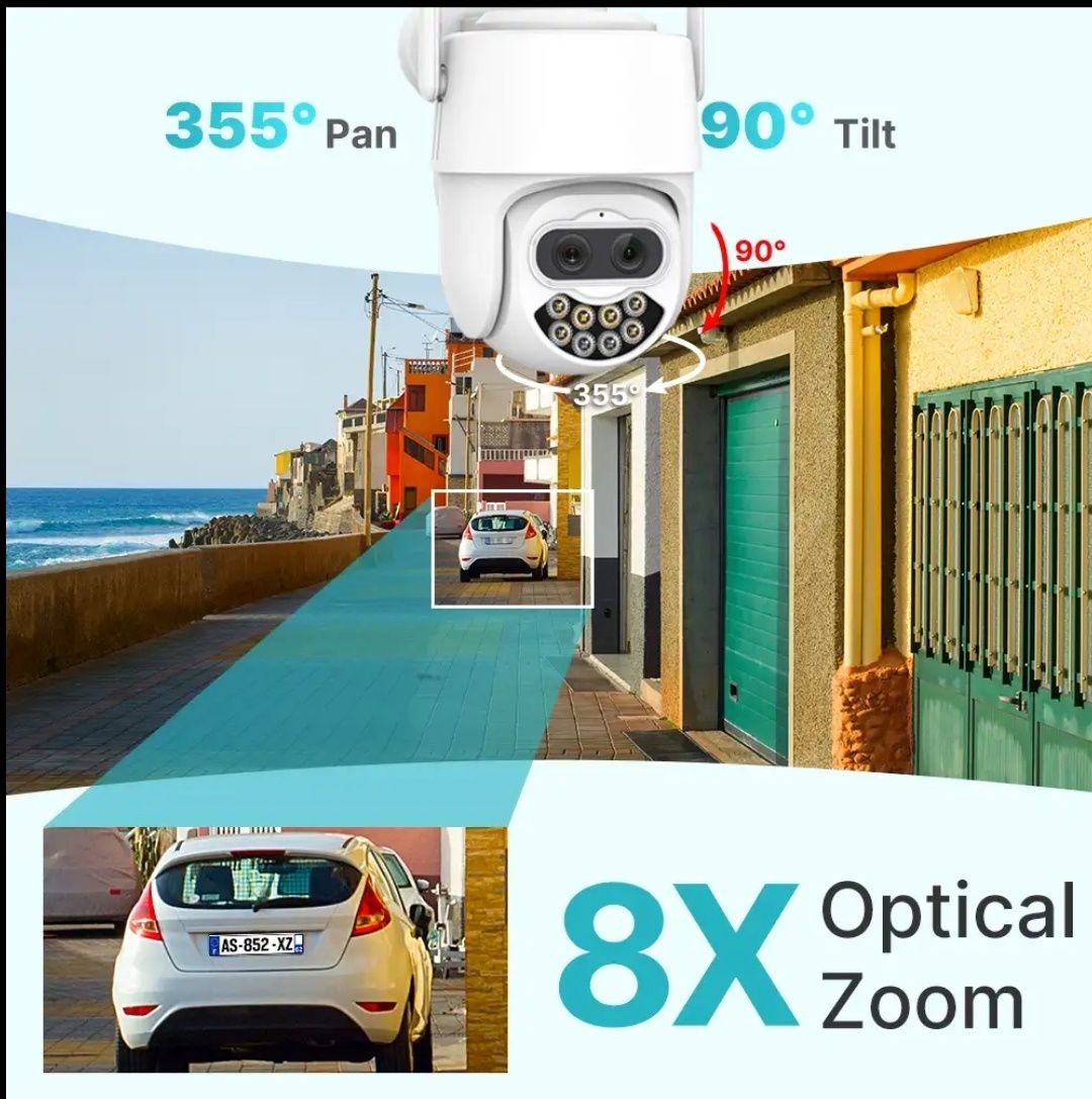 Уличная поворотная IP камера видеонаблюдения двойной объектив