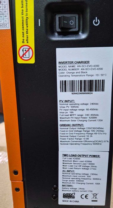 Гибридный инвертор Anern SCI-EVO-6200 6,2 кВт 48 В для дома и офиса