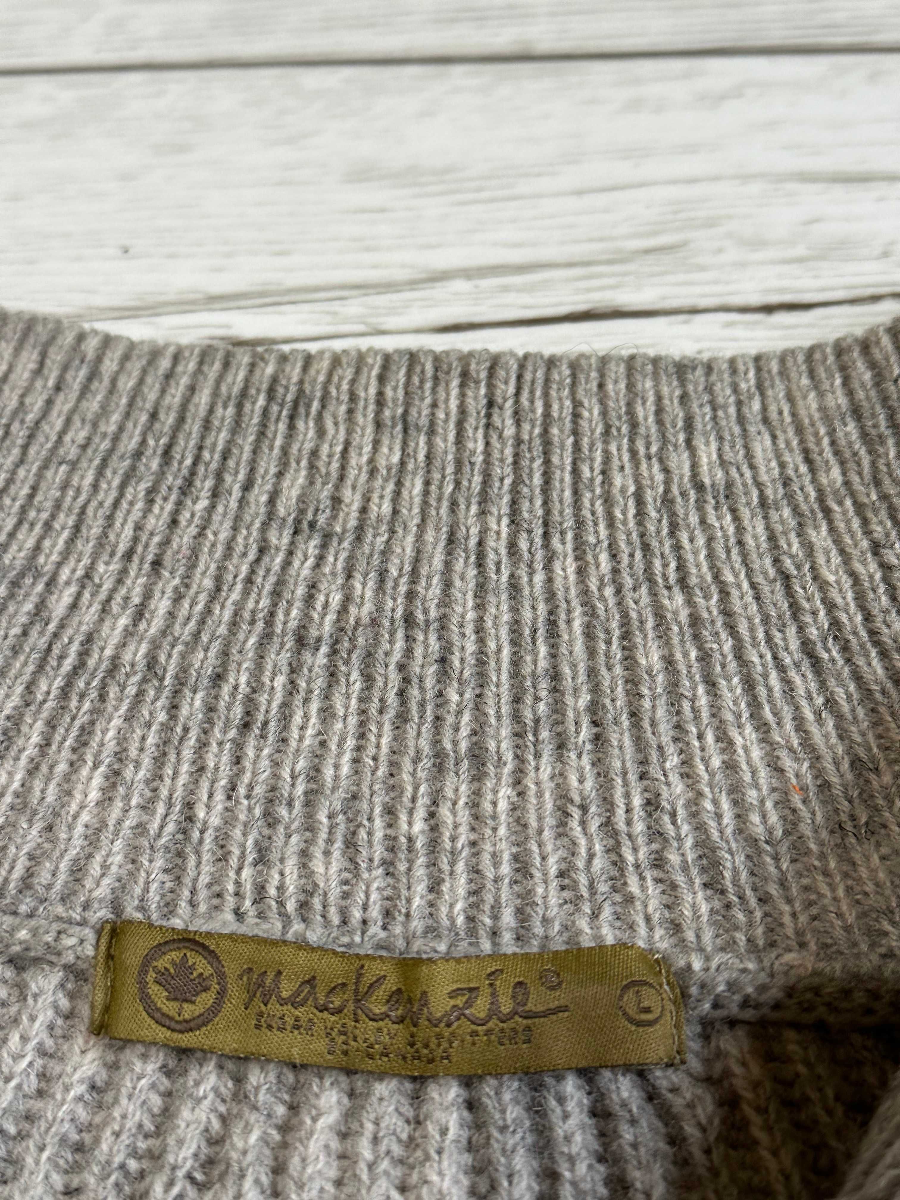 MACKENZIE męski wełniany sweter 100% WEŁNA rozpinany pod szyją golf L