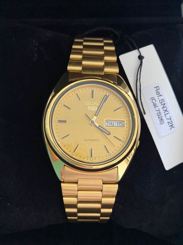 #Novo #Seiko SNXL72 37mm Dourado em caixa mov7s26 original