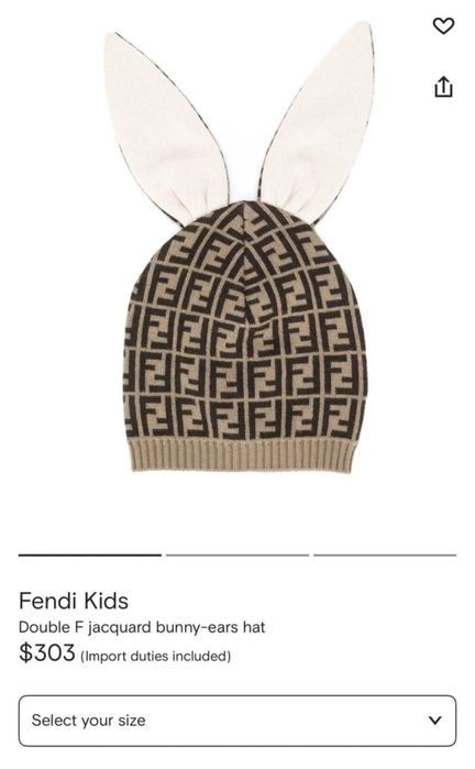 Шапка Fendi FF Monogram оригінал дитяча з вушками кролика 1 - 2 роки