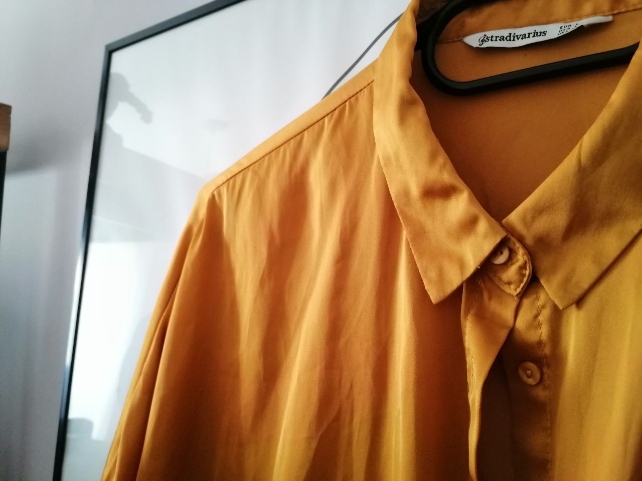 Camisa Acetinada Amarelo Mostarda - L