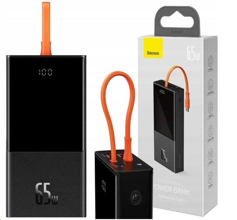 повербанк Baseus Elf Digital Display 65W 20000mAh Black