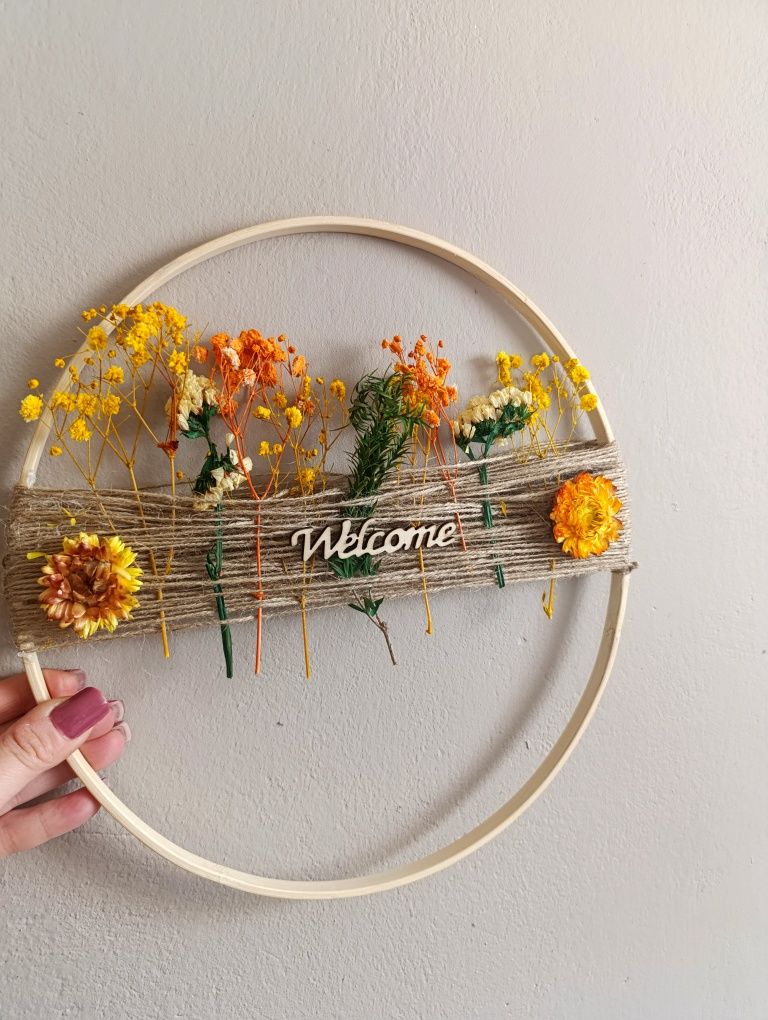 Wianek na drzwi ścianę suszone kwiaty welcome Ethereal circle