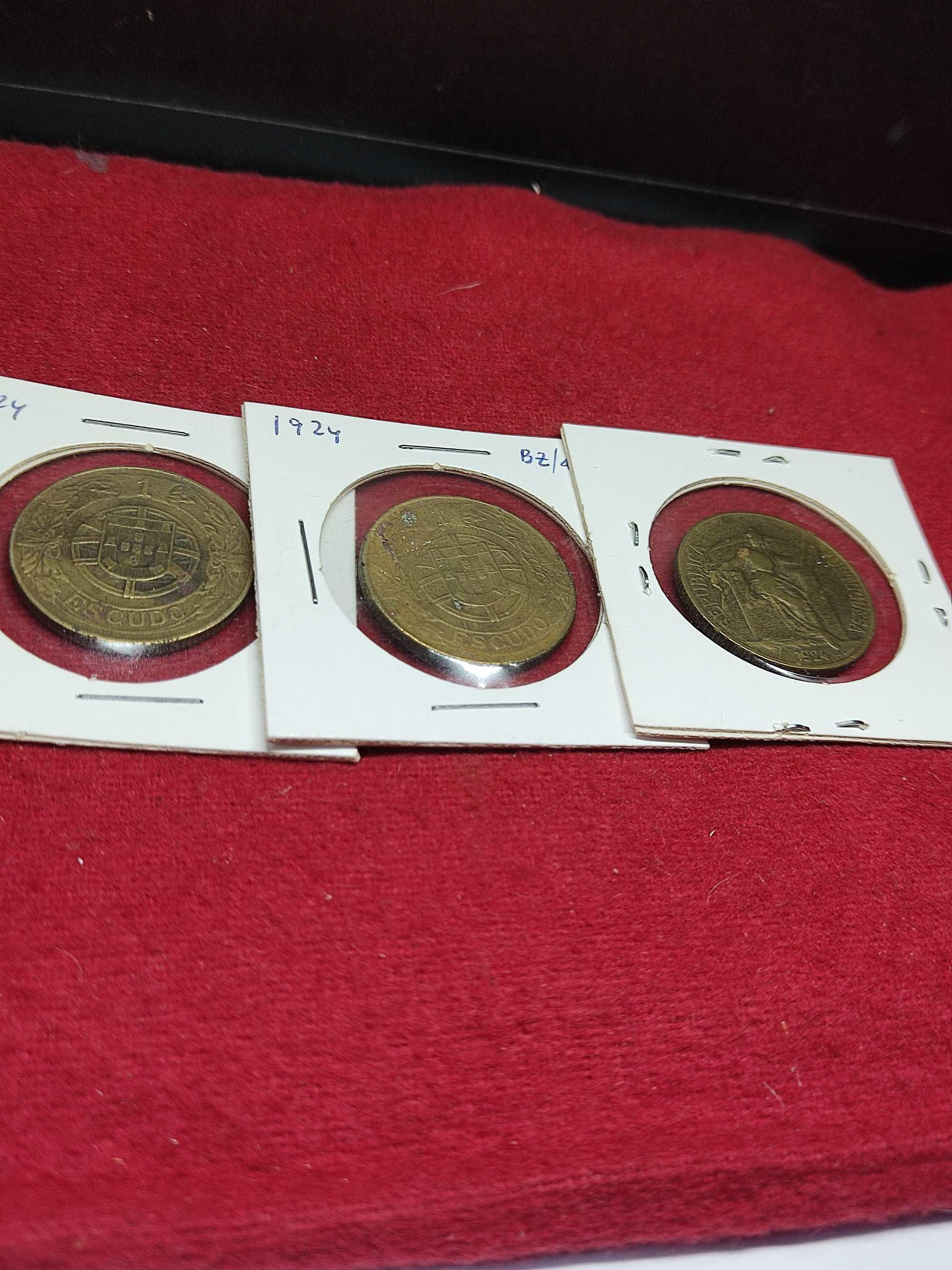 1 escudo 1924, lote 3 moedas, C080