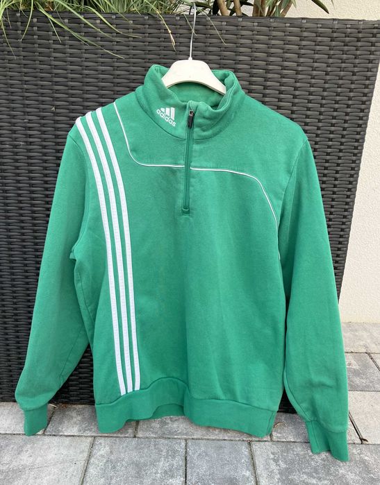Adidas zielona bluza vintage oldschool polo zamek