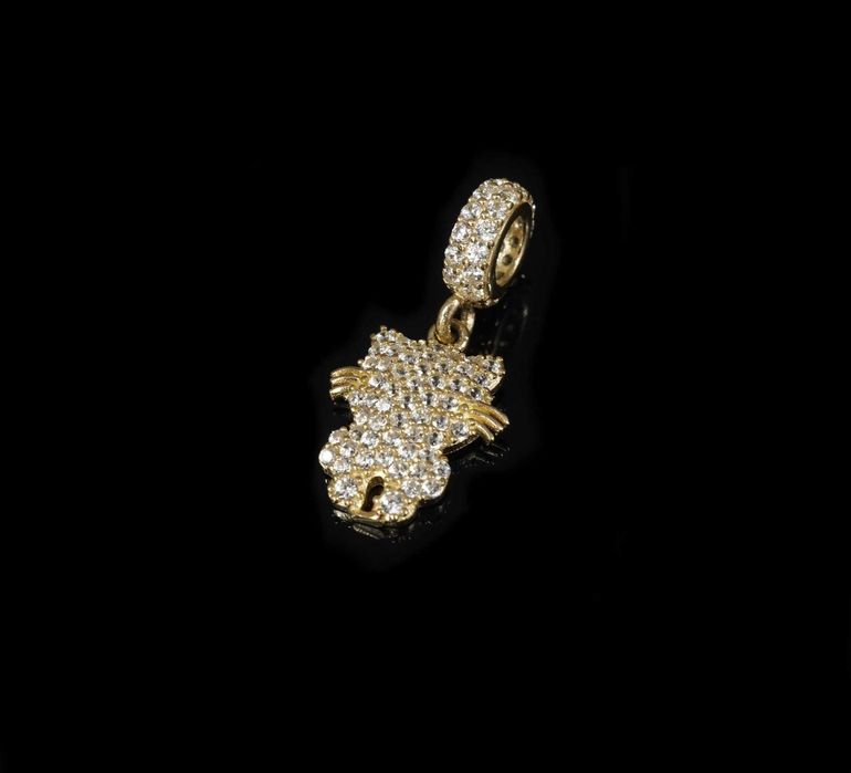 Złoto 585 - złota zawieszka beads, charms Kotek