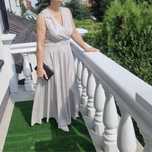 Elegancka sukienka maxi 44 xxl srebrna varlesca