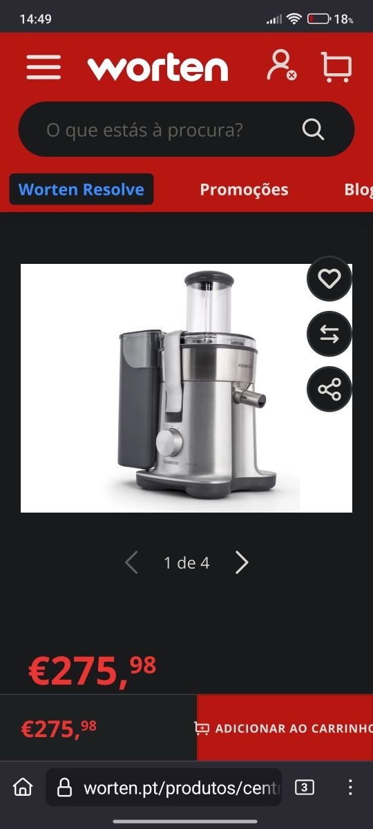 Centrifugadora frutas - Excel JE850 KENWOOD