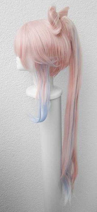 Kokomi Genshin Impact Cosplay wig peruka różowa brzoskwiniowa z kitką