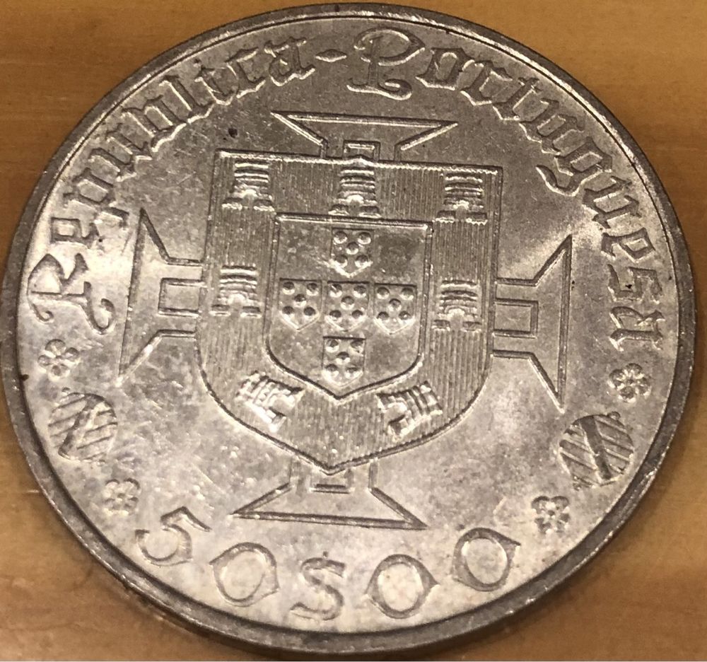 Moeda de 50 escudos em prata de Vasco da Gama