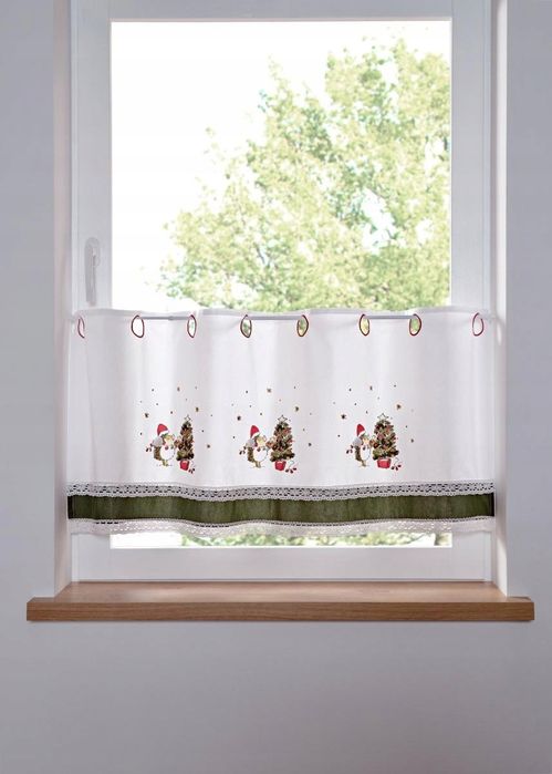 B.P.C zazdrostka bawełniana świąteczna w jeże i choinki 120x48cm/4.