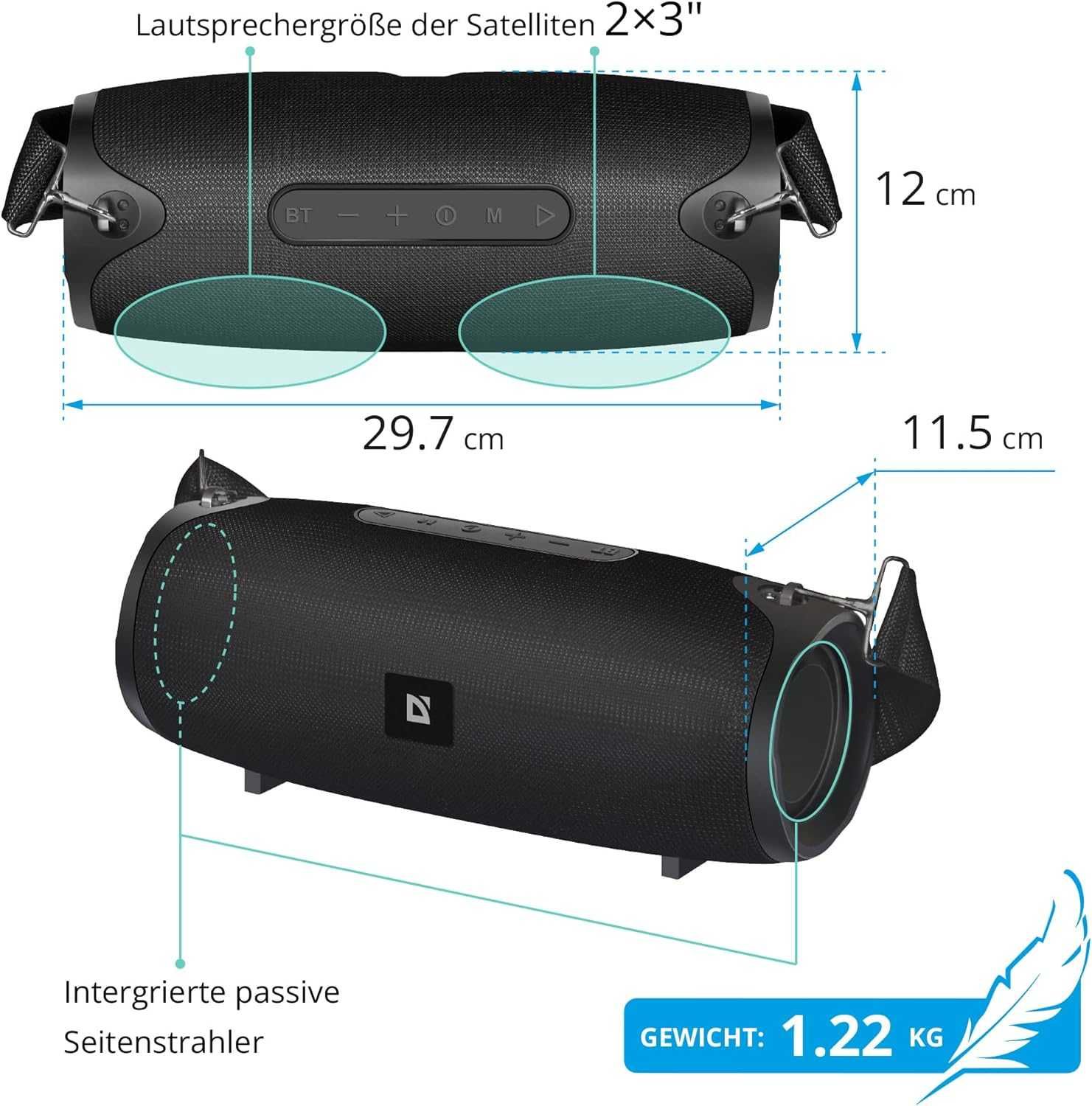 Defender głośnik G22 Li-Ion 2.0 bluetooth 20W czarny