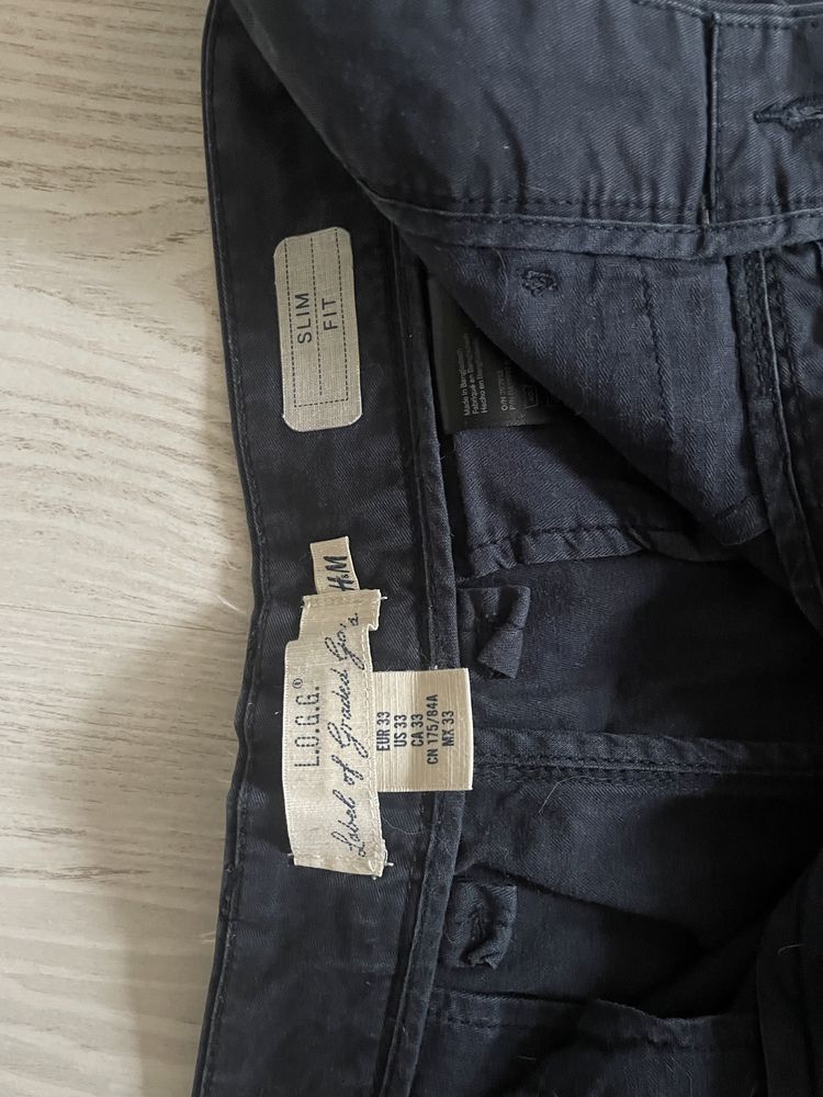 granatowe spodnie meskie chinos H&M, r.33 (M)