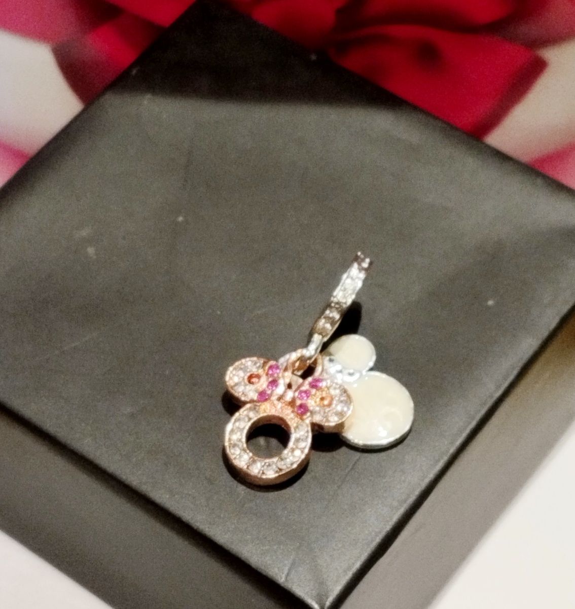 Charms Myszka Miki 2 zawieszki cyrkonie do bransoletki Pandora 925S